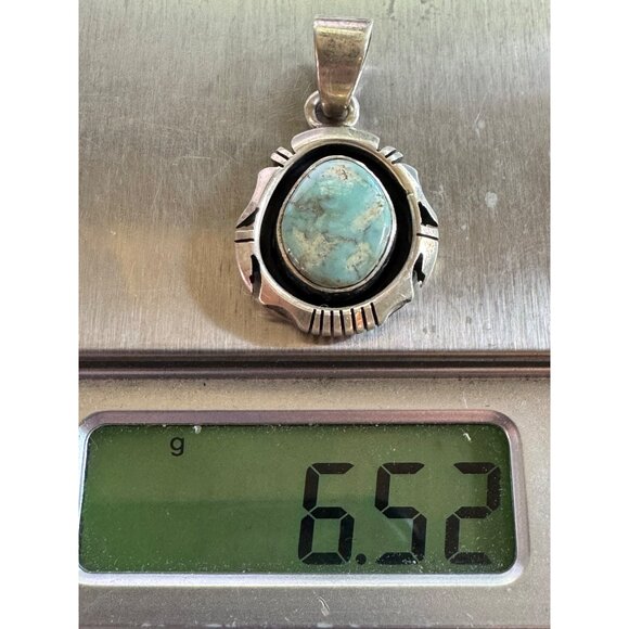 26.5mm DD 925 Sterling Silver Slide Closure Pendant w/ Turquoise like Gemstone - Picture 7 of 7